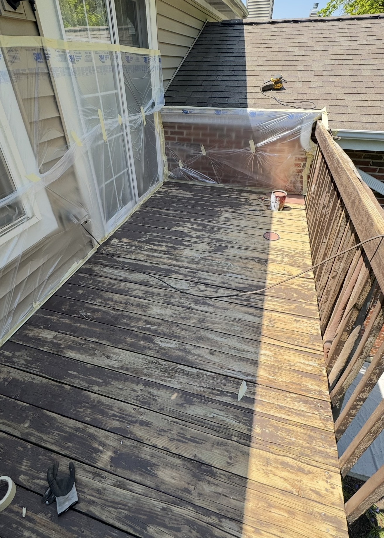 Pressure treated pine deck before — faded
