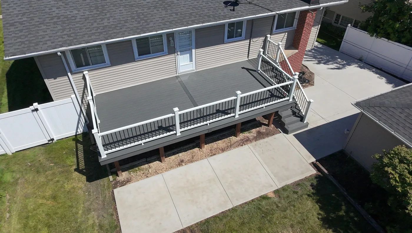 New Trex composite deck and railings after re-decking